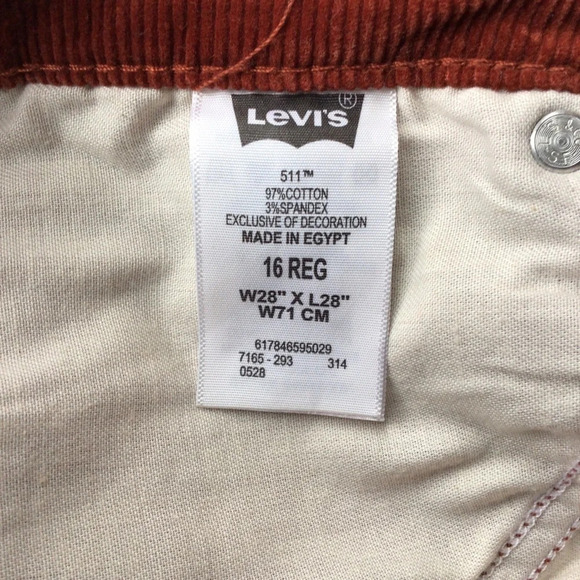 Levi’s 511 Slim Burnt Orange Corduroy Pants - Size 16 - Picture 9 of 11